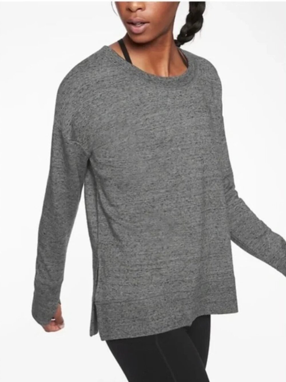 Athleta Relaxed Luxe Grey Lounge Post Workout Everyday Sweatshirt Size XSmall
